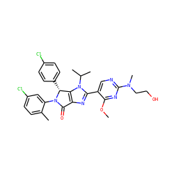 COc1nc(N(C)CCO)ncc1-c1nc2c(n1C(C)C)[C@@H](c1ccc(Cl)cc1)N(c1cc(Cl)ccc1C)C2=O ZINC000169705433