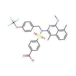 COc1nc(N(Cc2ccc(OC(F)(F)F)cc2)S(=O)(=O)c2ccc(C(=O)O)cc2)c(C)c2cccc(C)c12 ZINC000261178016