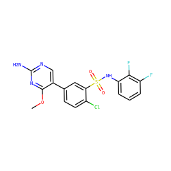 COc1nc(N)ncc1-c1ccc(Cl)c(S(=O)(=O)Nc2cccc(F)c2F)c1 ZINC000095578308