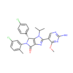 COc1nc(N)ncc1-c1nc2c(n1C(C)C)[C@@H](c1ccc(Cl)cc1)N(c1cc(Cl)ccc1C)C2=O ZINC000169705431