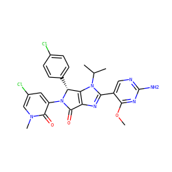 COc1nc(N)ncc1-c1nc2c(n1C(C)C)[C@@H](c1ccc(Cl)cc1)N(c1cc(Cl)cn(C)c1=O)C2=O ZINC000169705655