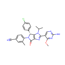 COc1nc(N)ncc1-c1nc2c(n1C(C)C)[C@@H](c1ccc(Cl)cc1)N(c1ccc(C#N)cc1C)C2=O ZINC000169705581