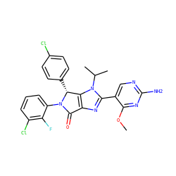 COc1nc(N)ncc1-c1nc2c(n1C(C)C)[C@@H](c1ccc(Cl)cc1)N(c1cccc(Cl)c1F)C2=O ZINC000169705802