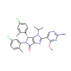 COc1nc(N)ncc1-c1nc2c(n1C(C)C)[C@@H](c1ccc(Cl)cc1C)N(c1cc(Cl)ccc1C)C2=O ZINC000169705453