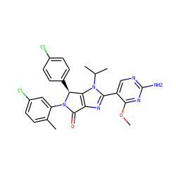 COc1nc(N)ncc1-c1nc2c(n1C(C)C)[C@H](c1ccc(Cl)cc1)N(c1cc(Cl)ccc1C)C2=O ZINC000169705432