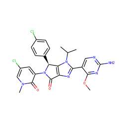 COc1nc(N)ncc1-c1nc2c(n1C(C)C)[C@H](c1ccc(Cl)cc1)N(c1cc(Cl)cn(C)c1=O)C2=O ZINC000169705656