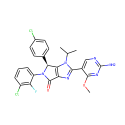 COc1nc(N)ncc1-c1nc2c(n1C(C)C)[C@H](c1ccc(Cl)cc1)N(c1cccc(Cl)c1F)C2=O ZINC000169705801