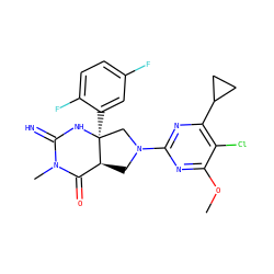 COc1nc(N2C[C@H]3C(=O)N(C)C(=N)N[C@@]3(c3cc(F)ccc3F)C2)nc(C2CC2)c1Cl ZINC000096173874