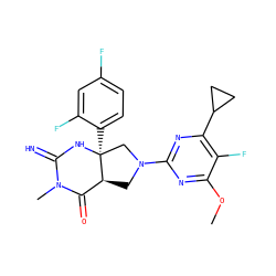 COc1nc(N2C[C@H]3C(=O)N(C)C(=N)N[C@@]3(c3ccc(F)cc3F)C2)nc(C2CC2)c1F ZINC000096173877