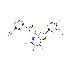 COc1nc(N2C[C@H]3C(=O)N(C)C(N)=N[C@@]3(c3cc(-c4cccc(C#N)c4)cs3)C2)ncc1F ZINC000205951475