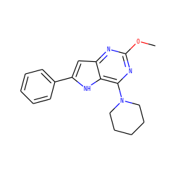 COc1nc(N2CCCCC2)c2[nH]c(-c3ccccc3)cc2n1 ZINC000013834948