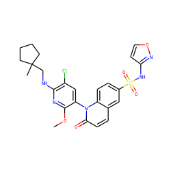 COc1nc(NCC2(C)CCCC2)c(Cl)cc1-n1c(=O)ccc2cc(S(=O)(=O)Nc3ccon3)ccc21 ZINC001772611159