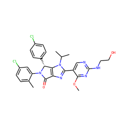 COc1nc(NCCO)ncc1-c1nc2c(n1C(C)C)[C@@H](c1ccc(Cl)cc1)N(c1cc(Cl)ccc1C)C2=O ZINC000169705435
