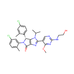 COc1nc(NCCO)ncc1-c1nc2c(n1C(C)C)[C@@H](c1ccc(Cl)cc1C)N(c1cc(Cl)ccc1C)C2=O ZINC000169705461