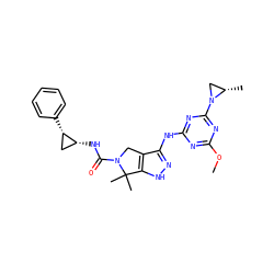 COc1nc(Nc2n[nH]c3c2CN(C(=O)N[C@@H]2C[C@@H]2c2ccccc2)C3(C)C)nc(N2C[C@@H]2C)n1 ZINC000115984073