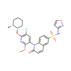 COc1nc(O[C@H]2CCCC[C@H]2C)c(Cl)cc1-n1c(=O)ccc2cc(S(=O)(=O)Nc3ccon3)ccc21 ZINC001772645717