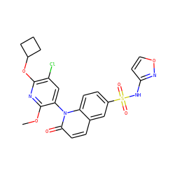 COc1nc(OC2CCC2)c(Cl)cc1-n1c(=O)ccc2cc(S(=O)(=O)Nc3ccon3)ccc21 ZINC001772599337