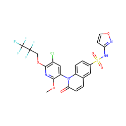 COc1nc(OCC(F)(F)C(F)(F)F)c(Cl)cc1-n1c(=O)ccc2cc(S(=O)(=O)Nc3ccon3)ccc21 ZINC001772579082