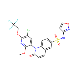 COc1nc(OCC(F)(F)F)c(Cl)cc1-n1c(=O)ccc2cc(S(=O)(=O)Nc3ccon3)ccc21 ZINC001772615176