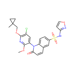 COc1nc(OCC2(C)CC2)c(Cl)cc1-n1c(=O)ccc2cc(S(=O)(=O)Nc3ccon3)ccc21 ZINC001772582741