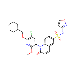 COc1nc(OCC2CCCCC2)c(Cl)cc1-n1c(=O)ccc2cc(S(=O)(=O)Nc3ccon3)ccc21 ZINC001772654515
