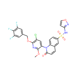 COc1nc(OCc2cc(F)c(F)c(F)c2)c(Cl)cc1-n1c(=O)ccc2cc(S(=O)(=O)Nc3ccon3)ccc21 ZINC001772627151