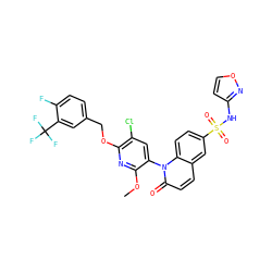 COc1nc(OCc2ccc(F)c(C(F)(F)F)c2)c(Cl)cc1-n1c(=O)ccc2cc(S(=O)(=O)Nc3ccon3)ccc21 ZINC001772584872