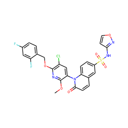 COc1nc(OCc2ccc(F)cc2F)c(Cl)cc1-n1c(=O)ccc2cc(S(=O)(=O)Nc3ccon3)ccc21 ZINC001772582565