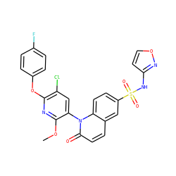 COc1nc(Oc2ccc(F)cc2)c(Cl)cc1-n1c(=O)ccc2cc(S(=O)(=O)Nc3ccon3)ccc21 ZINC001772624792