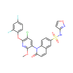 COc1nc(Oc2ccc(F)cc2F)c(Cl)cc1-n1c(=O)ccc2cc(S(=O)(=O)Nc3ccon3)ccc21 ZINC001772657275