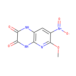 COc1nc2[nH]c(=O)c(=O)[nH]c2cc1[N+](=O)[O-] ZINC000013755435
