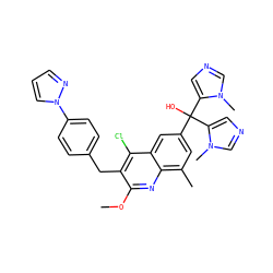 COc1nc2c(C)cc(C(O)(c3cncn3C)c3cncn3C)cc2c(Cl)c1Cc1ccc(-n2cccn2)cc1 ZINC000219523881
