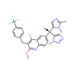 COc1nc2ccc([C@@](O)(c3cnnn3C)c3cnc(C)n3C)cc2c(Cl)c1Cc1ccc(C(F)(F)F)cc1 ZINC000219563850
