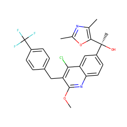 COc1nc2ccc([C@](C)(O)c3oc(C)nc3C)cc2c(Cl)c1Cc1ccc(C(F)(F)F)cc1 ZINC001772649254