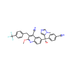 COc1nc2ccc([C@](O)(c3ccc(C#N)cc3)c3cncn3C)cc2c(C#N)c1Cc1ccc(C(F)(F)F)cc1 ZINC000219564177