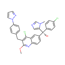 COc1nc2ccc([C@](O)(c3ccc(Cl)cc3)c3cncn3C)cc2c(Cl)c1Cc1ccc(-n2cccn2)cc1 ZINC000219490732