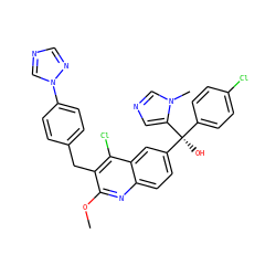 COc1nc2ccc([C@](O)(c3ccc(Cl)cc3)c3cncn3C)cc2c(Cl)c1Cc1ccc(-n2cncn2)cc1 ZINC000219537820
