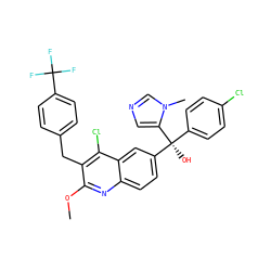 COc1nc2ccc([C@](O)(c3ccc(Cl)cc3)c3cncn3C)cc2c(Cl)c1Cc1ccc(C(F)(F)F)cc1 ZINC000219564343