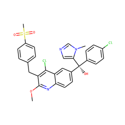 COc1nc2ccc([C@](O)(c3ccc(Cl)cc3)c3cncn3C)cc2c(Cl)c1Cc1ccc(S(C)(=O)=O)cc1 ZINC000219490423