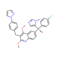COc1nc2ccc([C@](O)(c3ccc(Cl)cc3)c3cncn3C)cc2c(OC)c1Cc1ccc(-n2cccn2)cc1 ZINC000219490886