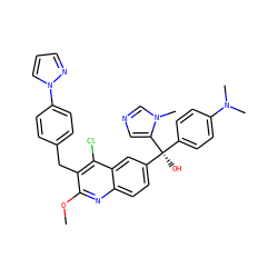 COc1nc2ccc([C@](O)(c3ccc(N(C)C)cc3)c3cncn3C)cc2c(Cl)c1Cc1ccc(-n2cccn2)cc1 ZINC000219585105
