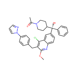 COc1nc2ccc([C@](O)(c3ccccc3)C3CCN(C(C)=O)CC3)cc2c(Cl)c1Cc1ccc(-n2cccn2)cc1 ZINC000219580710
