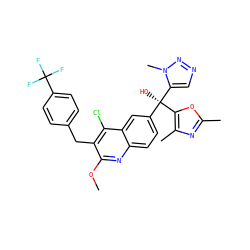 COc1nc2ccc([C@](O)(c3oc(C)nc3C)c3cnnn3C)cc2c(Cl)c1Cc1ccc(C(F)(F)F)cc1 ZINC000219580872