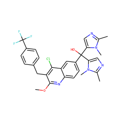 COc1nc2ccc(C(O)(c3cnc(C)n3C)c3cnc(C)n3C)cc2c(Cl)c1Cc1ccc(C(F)(F)F)cc1 ZINC000219570467