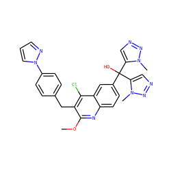 COc1nc2ccc(C(O)(c3cnnn3C)c3cnnn3C)cc2c(Cl)c1Cc1ccc(-n2cccn2)cc1 ZINC000219531604