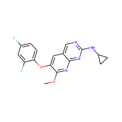 COc1nc2nc(NC3CC3)ncc2cc1Oc1ccc(F)cc1F ZINC000653790433