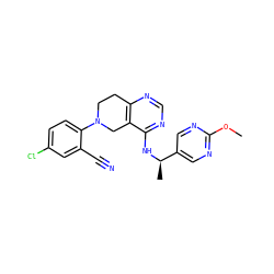 COc1ncc([C@@H](C)Nc2ncnc3c2CN(c2ccc(Cl)cc2C#N)CC3)cn1 ZINC000203061866