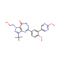 COc1ncc(-c2cc(C3=Nc4c(C(C)(C)C)nn(CCO)c4C(=O)NC3)ccc2OC)cn1 ZINC000096922849