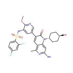 COc1ncc(-c2cc3c(C)nc(N)cc3n([C@H]3CC[C@H](O)CC3)c2=O)cc1NS(=O)(=O)c1ccc(F)cc1F ZINC000261129171