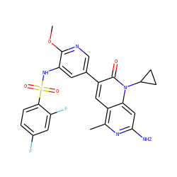 COc1ncc(-c2cc3c(C)nc(N)cc3n(C3CC3)c2=O)cc1NS(=O)(=O)c1ccc(F)cc1F ZINC000103259790